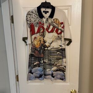 Akoo Adventure Graphic Polo Shirt - Cream, Black, Red